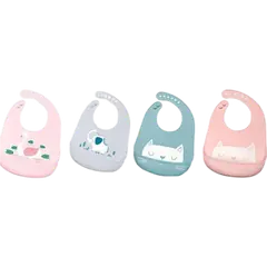 Silicone Baby Bibs - Waterproof Bib Gift Set - 1 Pc - Assorted Colors - Rokomari